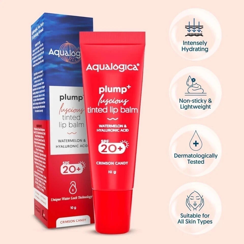 Aqualogica Plump+ Luscious Tinted Lip Balm for Men & Women Lip Mask for Dry 10g