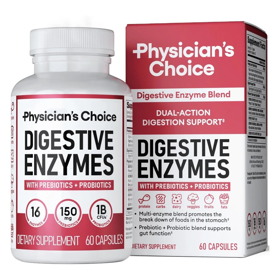 Physician’S Choice Digestive Enzymes Multi Enzymes Organic Prebiotics 60 Pills