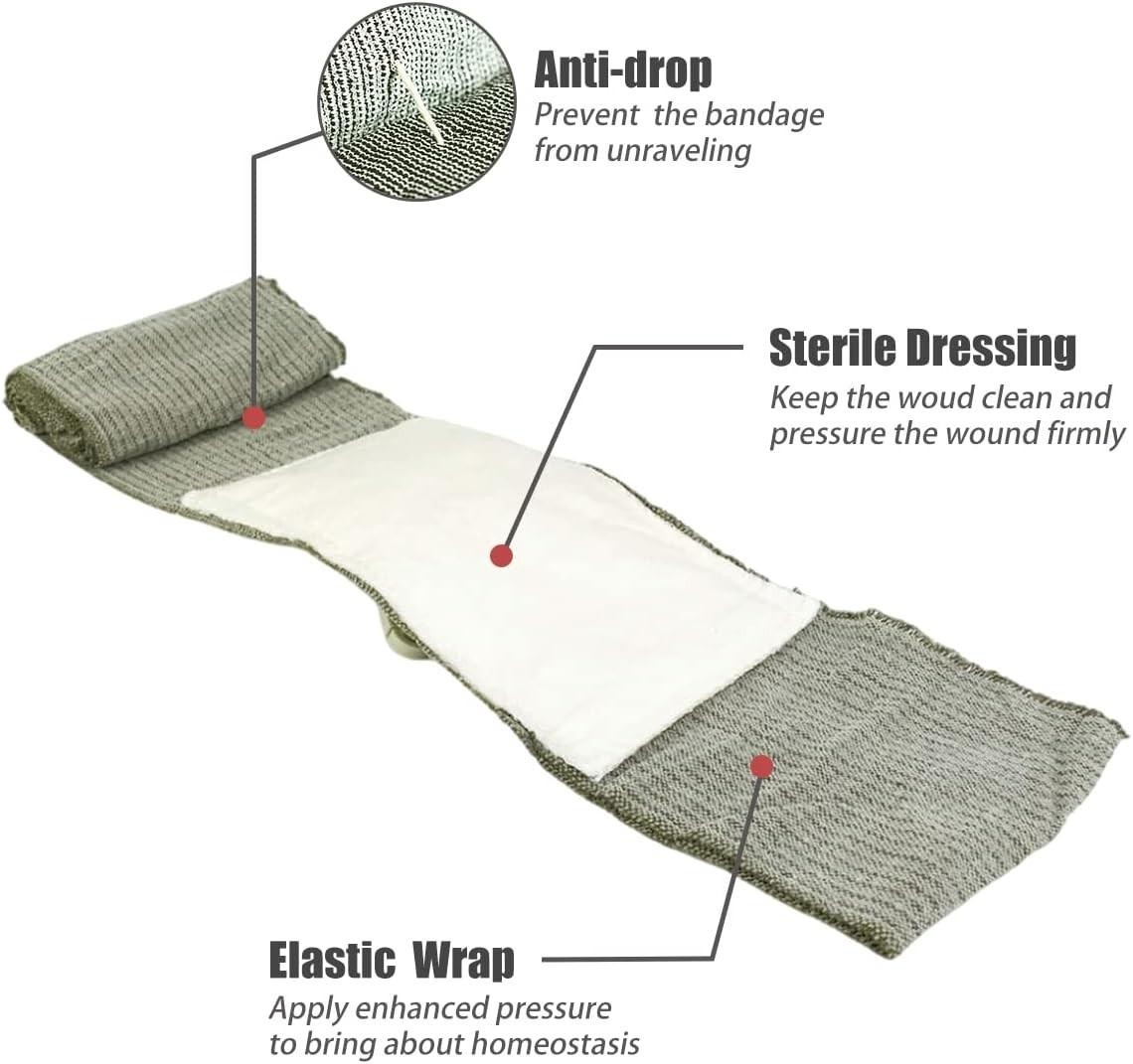Emergency Israeli Bandage 6in Elastic Stretchable Dressing 2pcs (RHINO RESCUE)