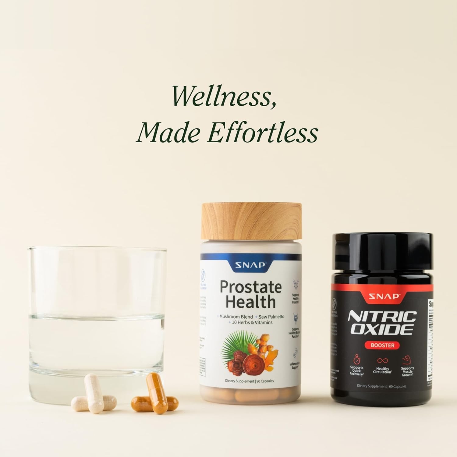 Snap Supplements Prostate Health& Nitric Oxide Supplement Bundle 90+60 Capsules