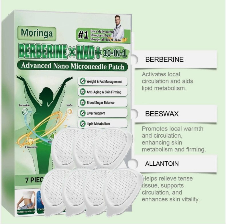50% OFF Moringa Berberine x NAD+ 10-in-1 Advanced Nano Microneedle Patches New**