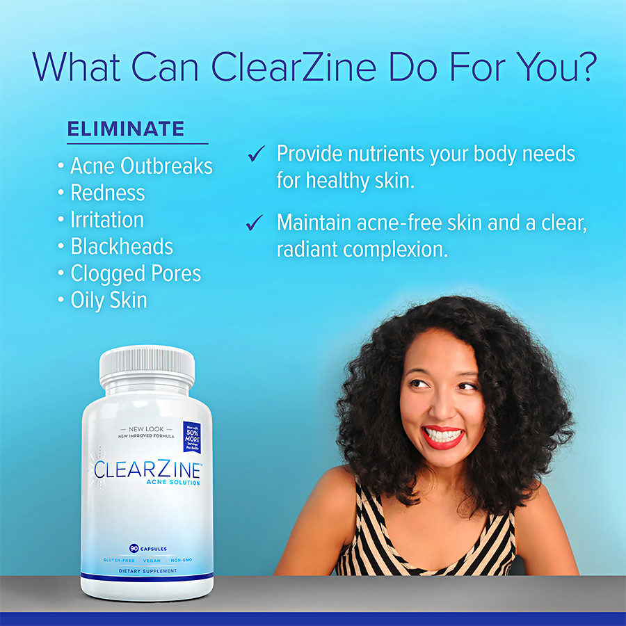 ClearZine: Most Powerful Acne & Clear Skin Supplement for Teens & Adults, 90 ct.
