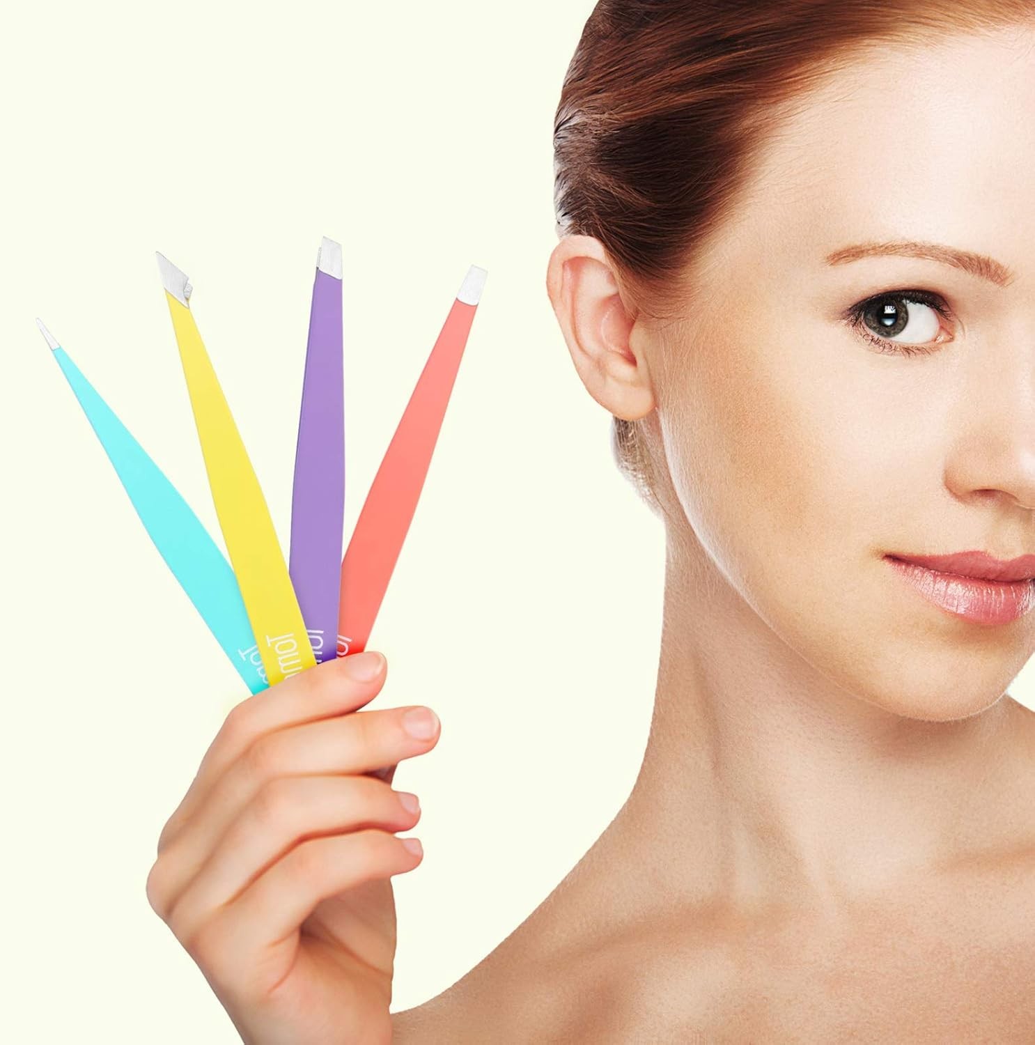 Tomata Tweezers for Eyebrows, Slant Tip and Pointed Eyebrow Tweezer Set