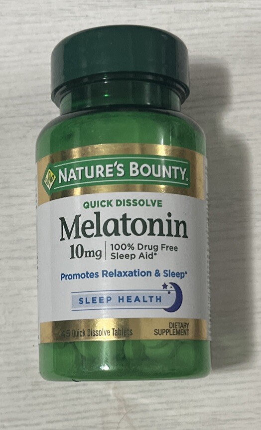 Nature’s Bounty Melatonin 10 mg 100% Drug Free Sleep Aid, 45 Tablets Exp 12/25