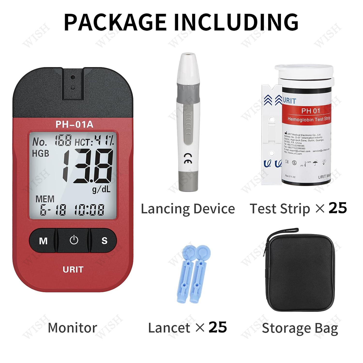 URIT Hemoglobin Analysis Tester Meter Home Hb Analyzer Anemia Tester Strip Heme