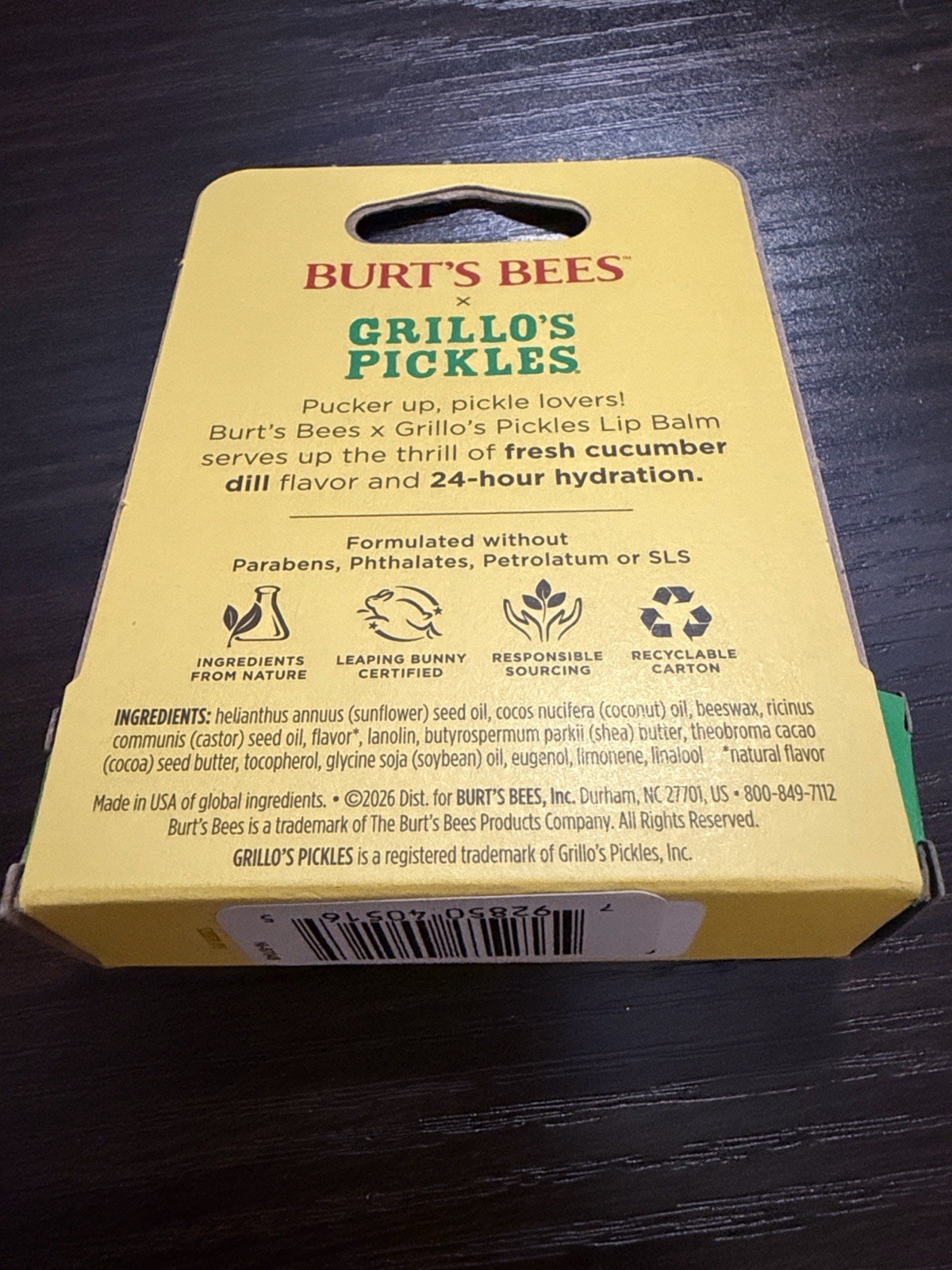 Burt’s Bees Grillo’s Pickles Limited Edition Lip Balm Cucumber Dill 0.15 oz