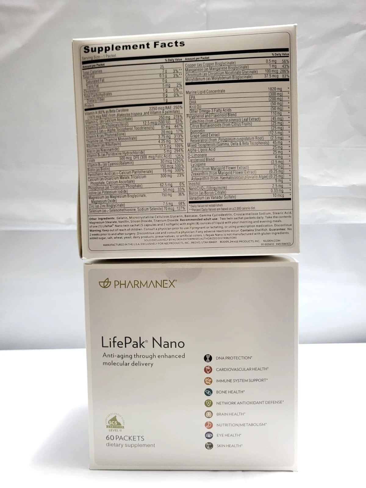 2 pack Nu Skin Pharmanex Lifepak Nano, 60 packets, Exp 12/2027