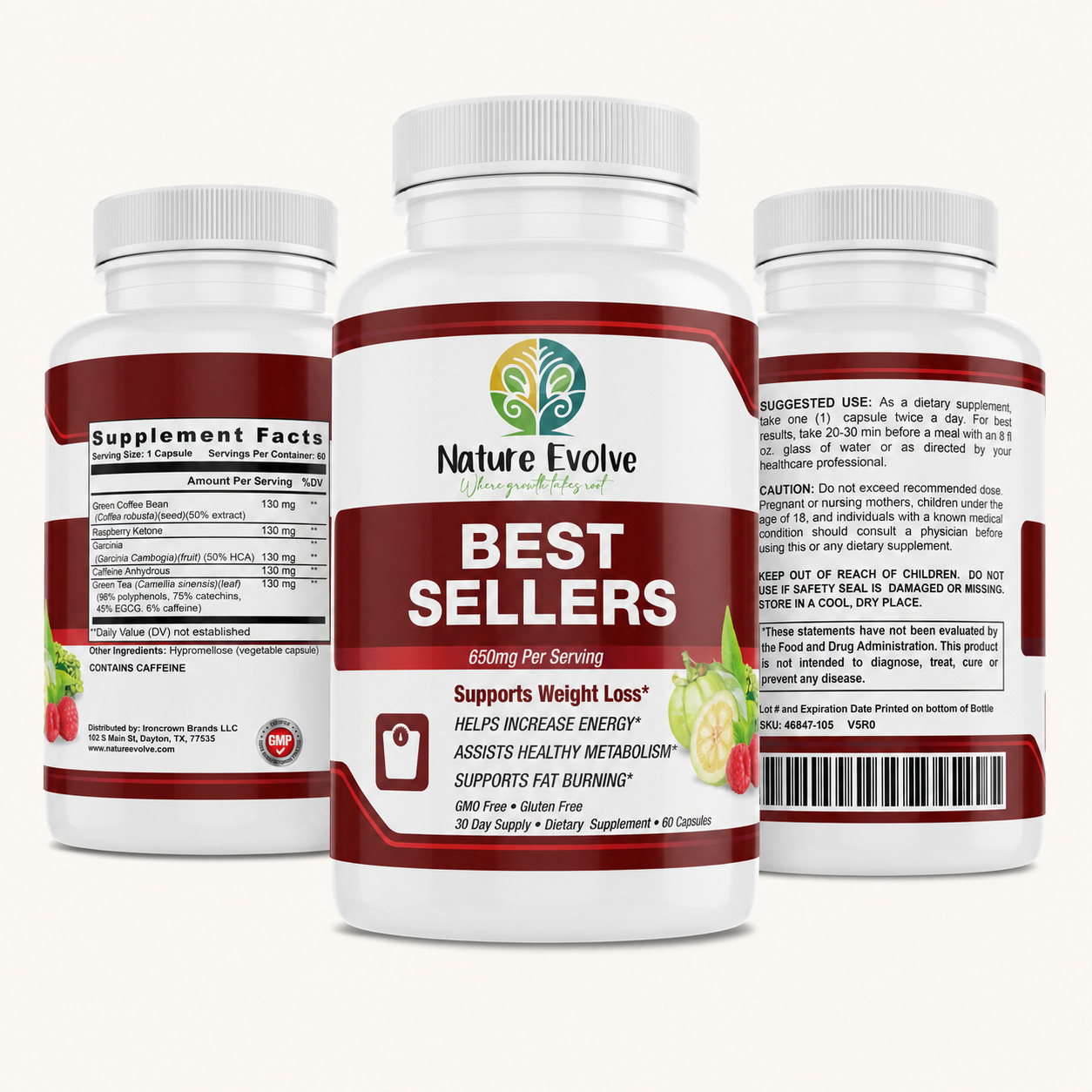 Nature Evolve Best Sellers Blend 60ct – Boost Metabolism, Weight Loss USA Made