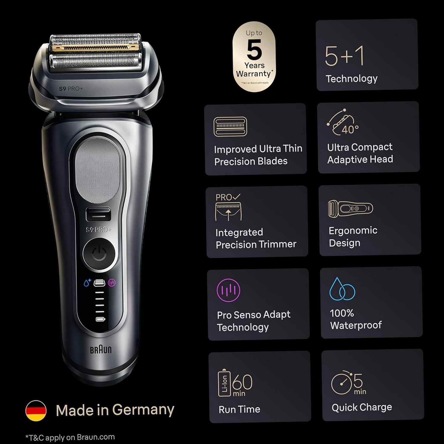 Braun Series 9 PRO+ 9667cc Electric Shaver Men SmartCare Center Silver NEW