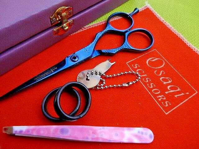 Money Back WRNTY_Titanium 5.5″ BLUE Hairdressing Scissors & Tweezers