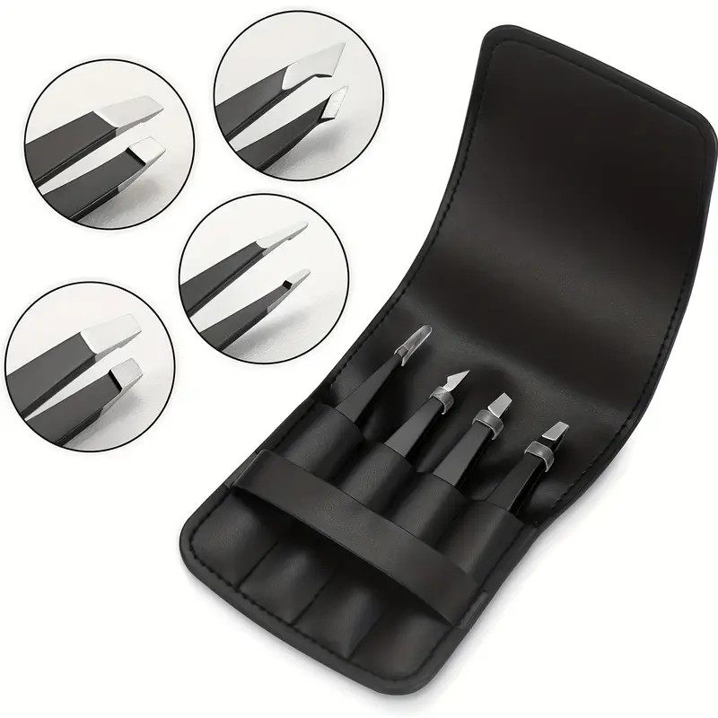 Eyebrow Tweezers Clip 4Piece Hair Beauty Pluckers for Removing Facial Hair