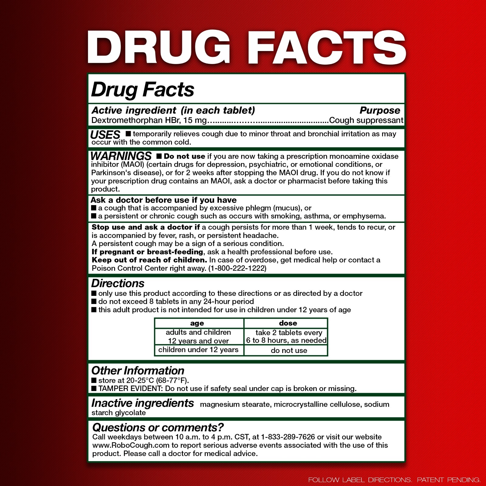 DexTabs Cough suppressant, 200 Tablets, 15 mg of Dextromethorphan HBr