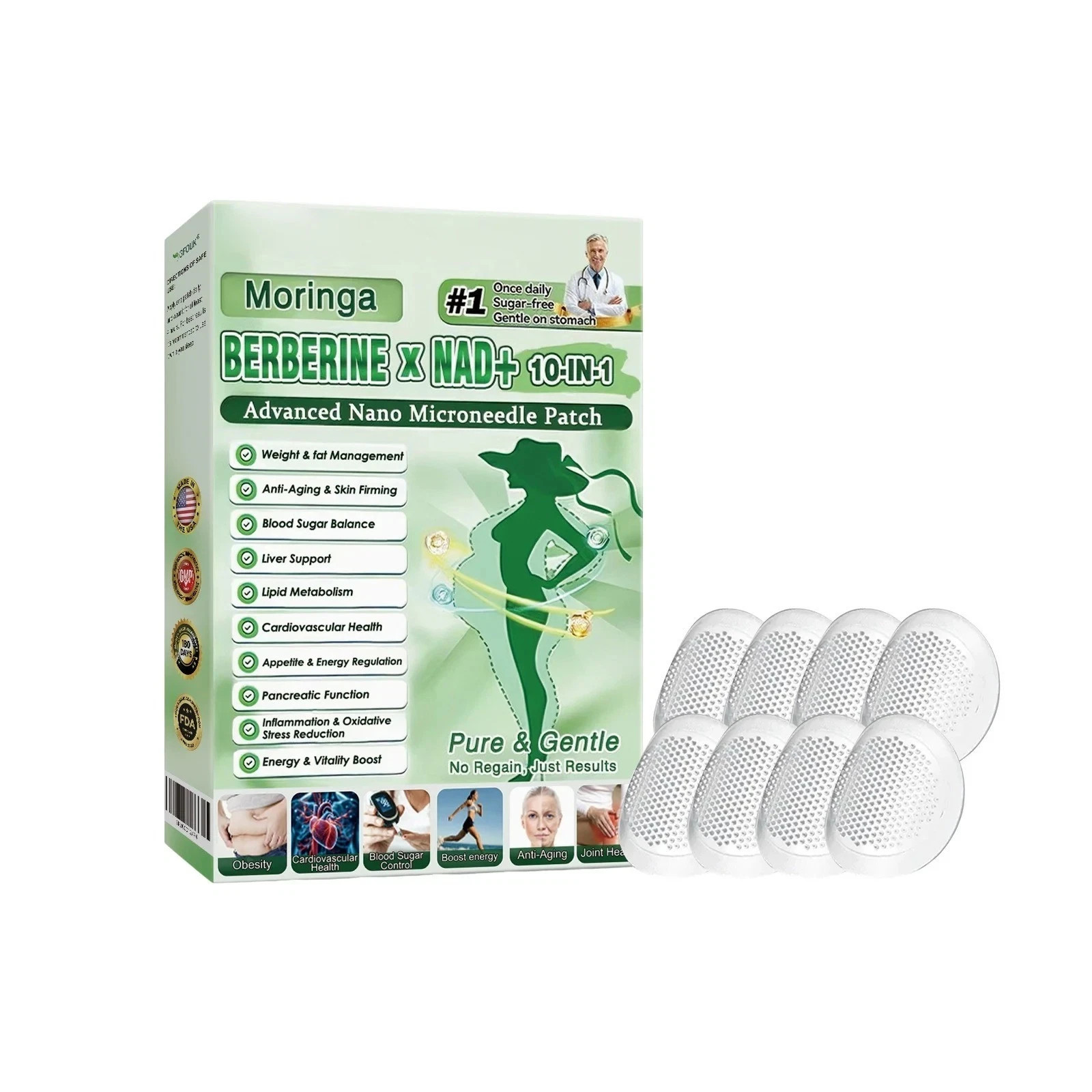 50% OFF Moringa Berberine x NAD+ 10-in-1 Advanced Nano Microneedle Patches New**