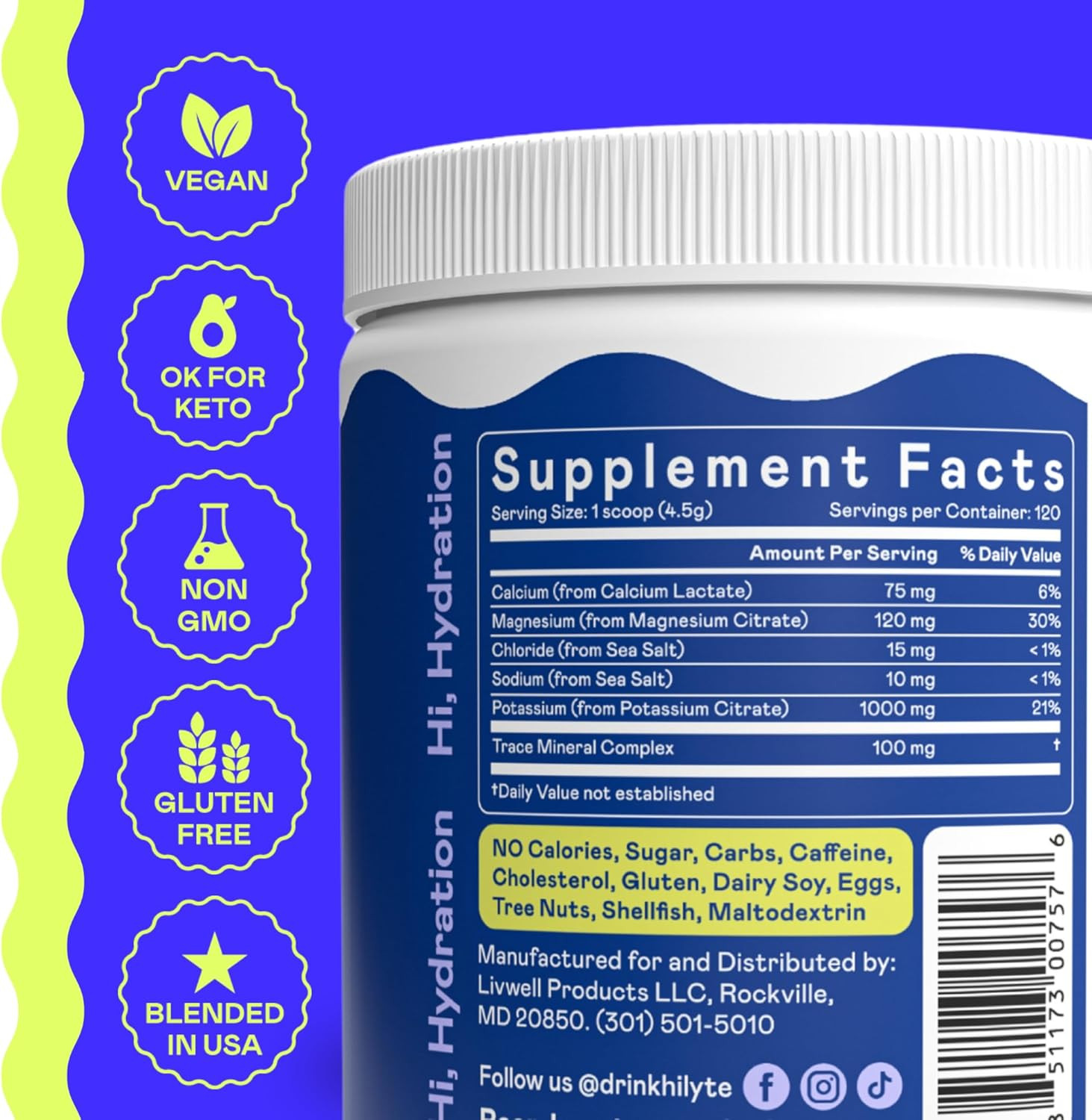 Keto K1000 Unflavored Electrolyte Powder | Hydration Supplement Drink Mix | Boos