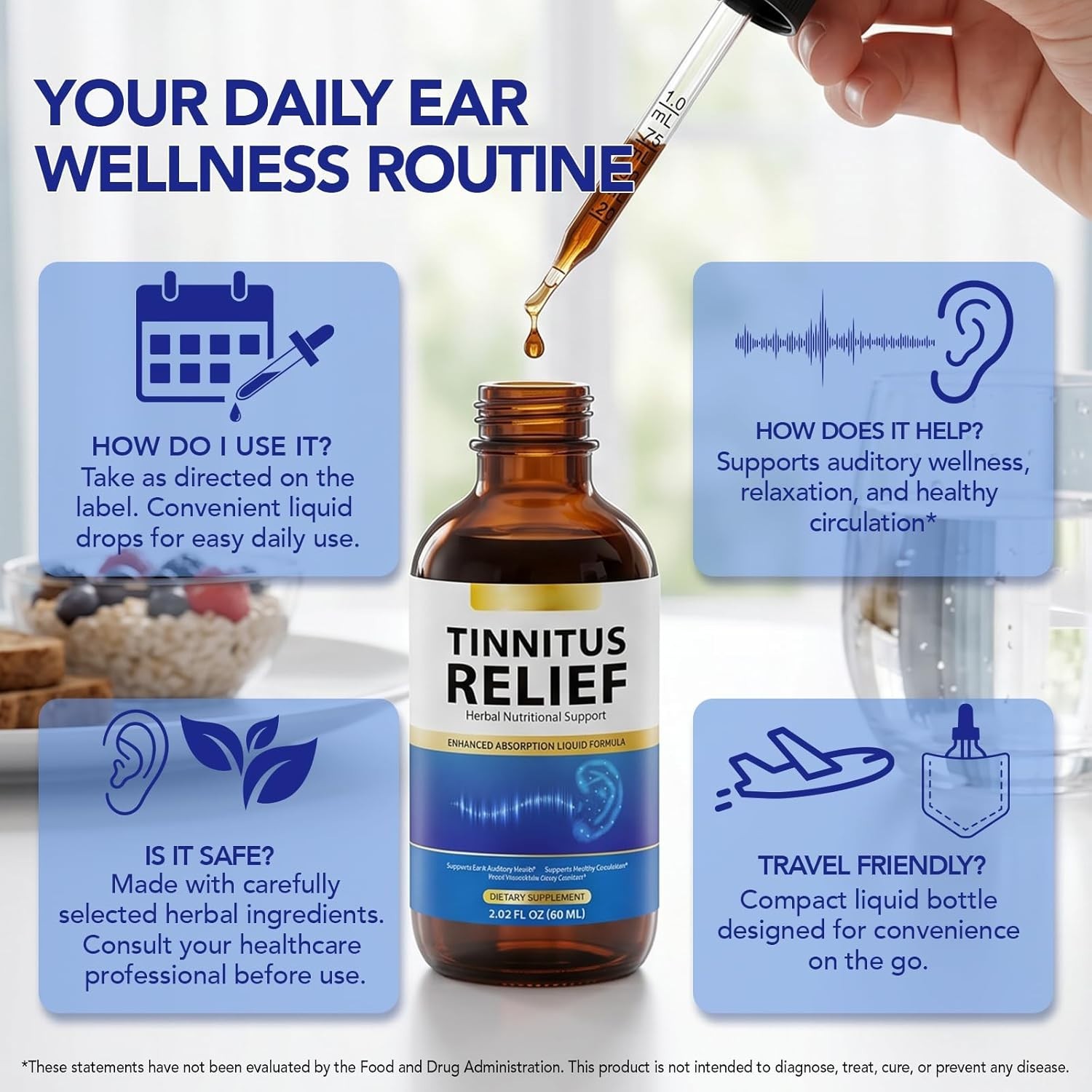 ArtoaLabs Tinnitus Relief 60ml Herbal Formula Tincture New absorbtion liquid