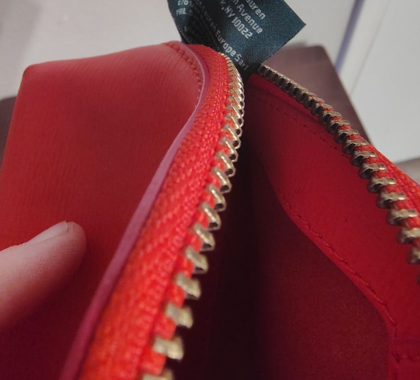 Lauren Ralph Lauren Red Cosmetic Bag, Pink Thread, United Kingdom Textured