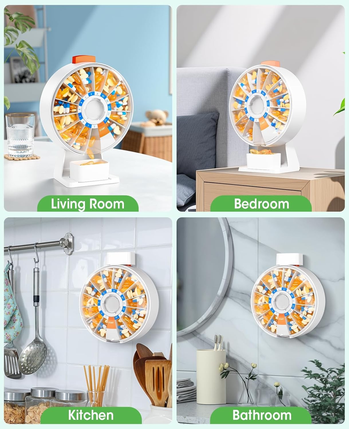 Pill Dispenser Large Pill Organizer with Stand Wall Mountable 7/14 Days-New