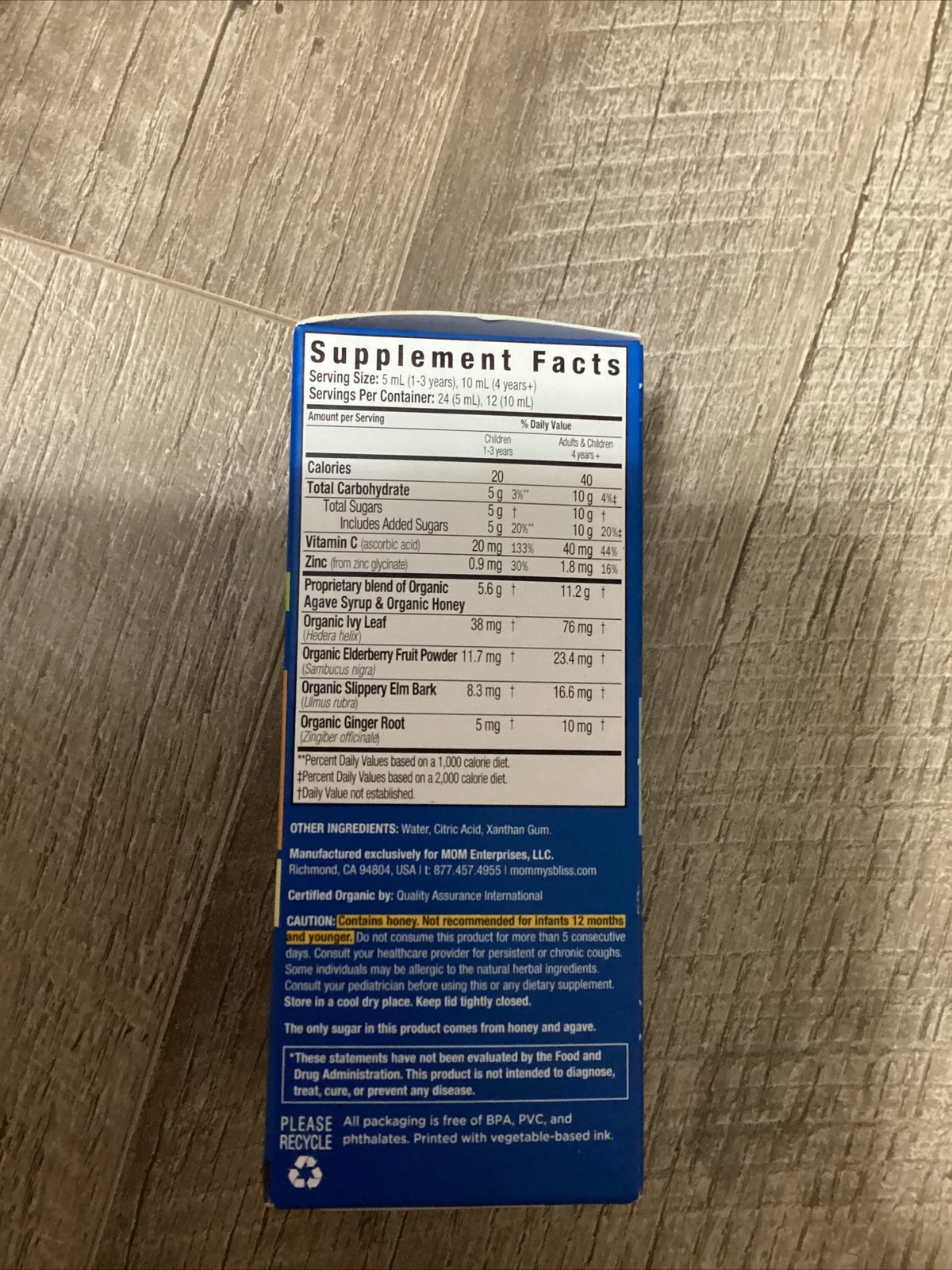 Organic Kids Cough Syrup & Mucus + Immunity Support, With Organic Honey And Ivy