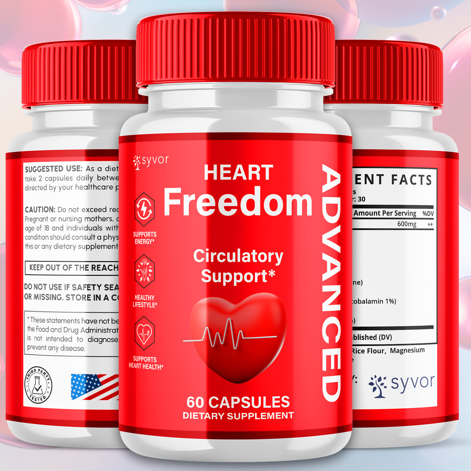 (2 Pack) Heart Freedom Blood Support Advanced Glycogen Supplement 120 Capsules