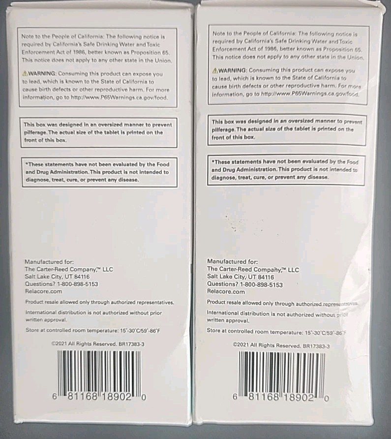 2x Relacore Extra- Belly Fat Removal Stress Relief 90 Ct Exp 05/2027 Sealed
