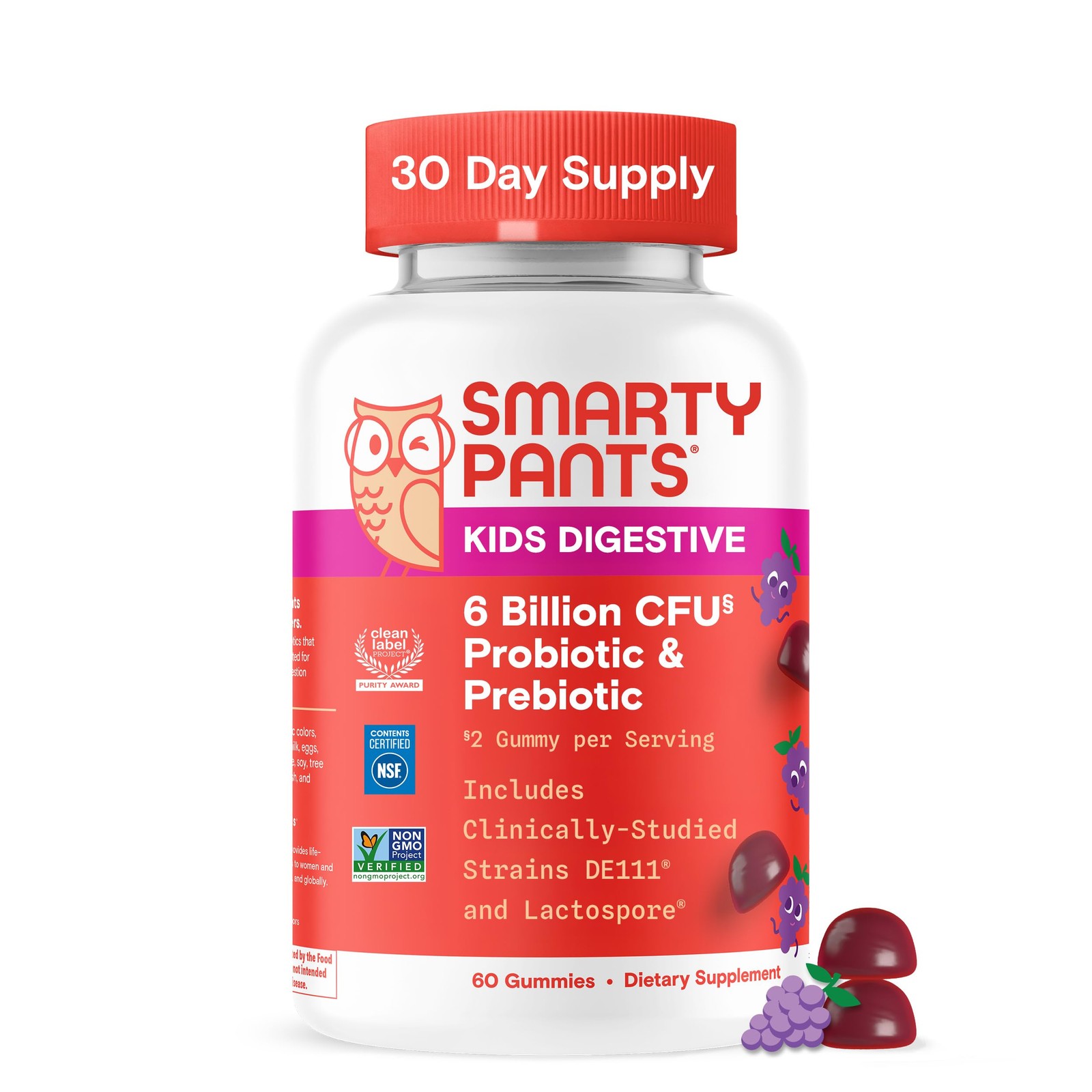 SmartyPants Kids Probiotic & Prebiotic Gummies for 60 Count (Pack of 1),