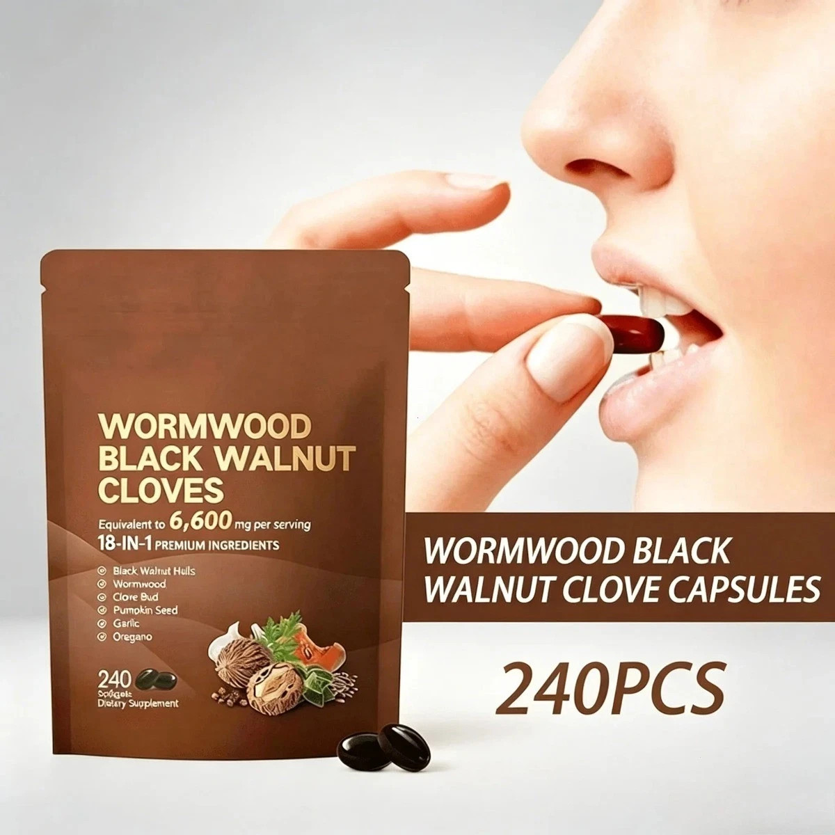 VivoNu Wormwood Black Walnut Cloves–Natural Cleanse & Metabolism, 240 Softgels