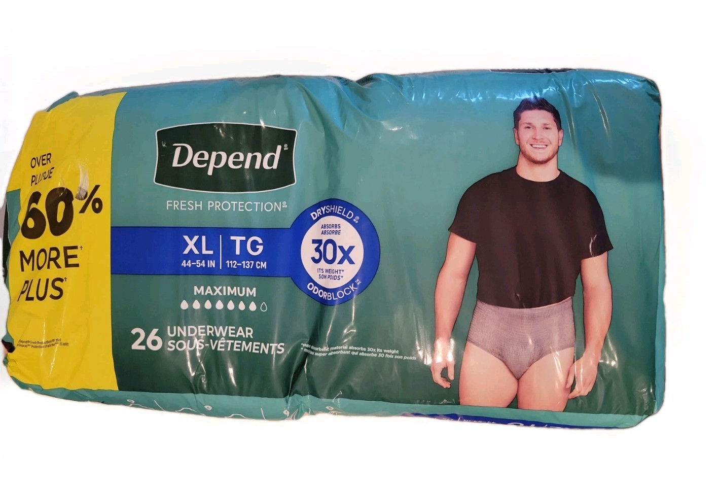 Men’s Disposable Incontinence Underwear – 26 Count Extra-Large with Odor Control