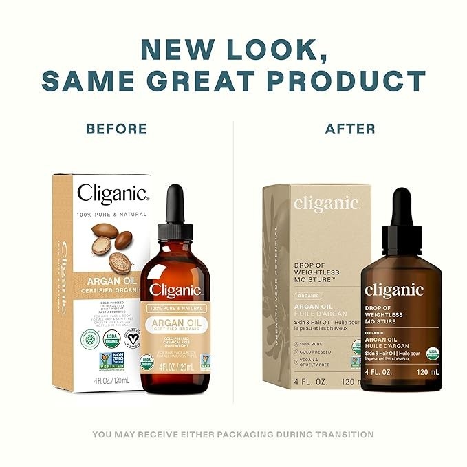 Cliganic Organic Argan Oil, 100% Pure | for Hair, Face & 4 Fl Oz (Pack of 1)