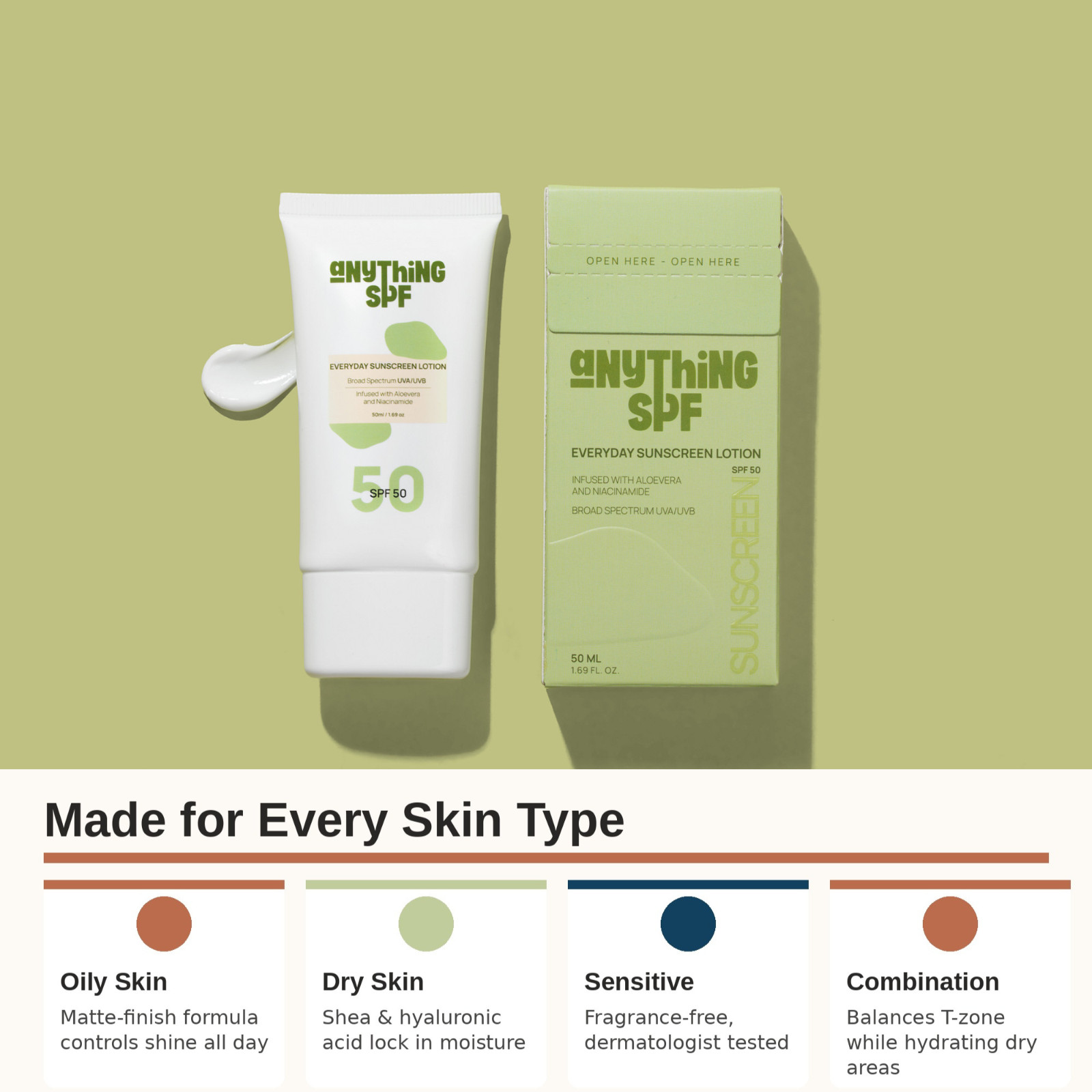 Anything SPF Everyday Sunscreen Lotion SPF 50 | | Broad Spectrum UVA/UVB | 50ml