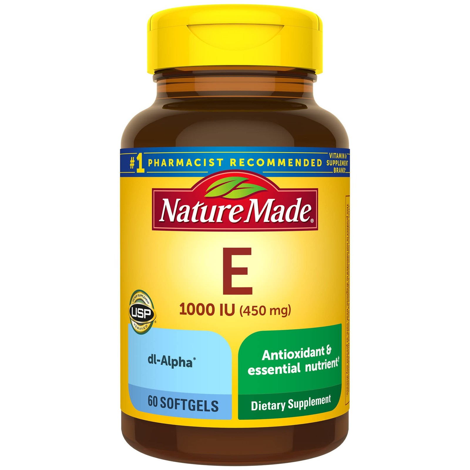 Nature Made Vitamin E 450 mg (1000 IU) dl-Alpha 60 Count (Pack of 3)