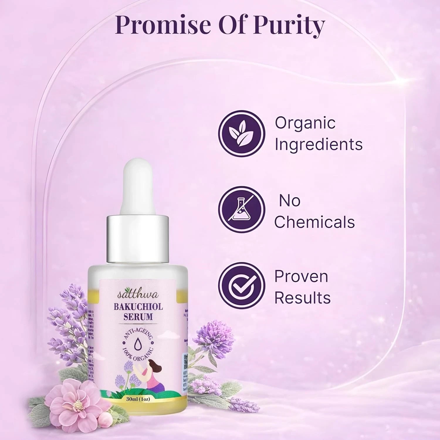 Satthwa Bakuchiol Face Serum Plant-Based Retinol Alternative Oil-Based 30ML