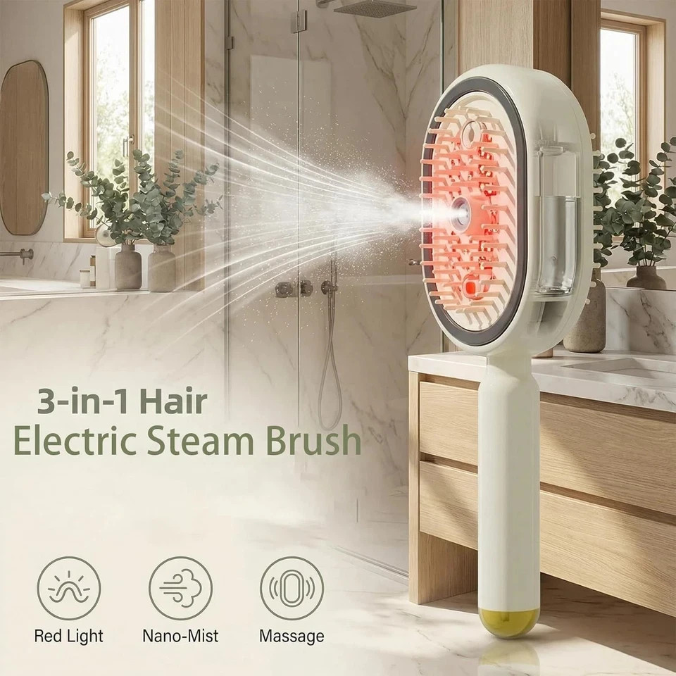 Electric Spray Air Cushion Massage Comb,Self-Cleaning Anti Tangle Electric Brush