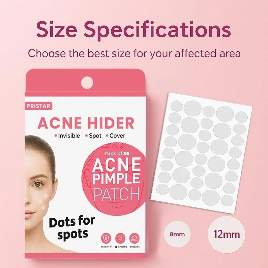 Pristar 36 Pimple Patches 2% Salicylic Acid Hydrocolloid Acne Patch Clear Skin