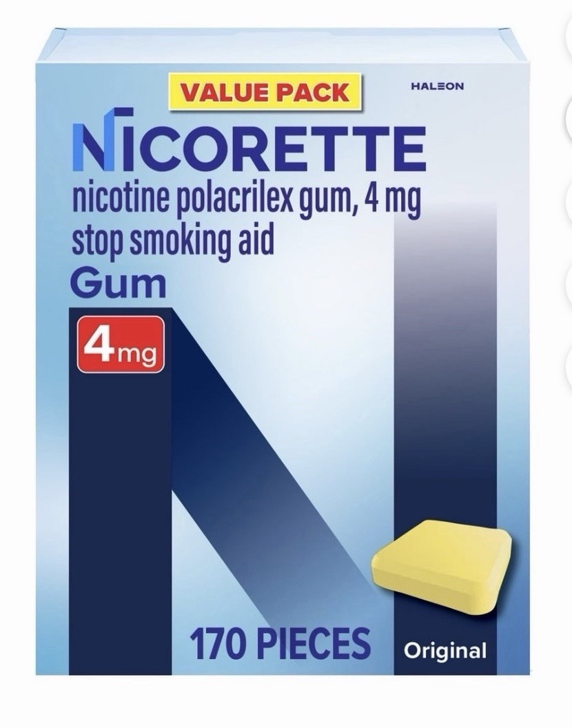 Nicorette 4mg Coated White Original Gum 170 Pieces, Exp. 6/27 + 10/26 New Sealed