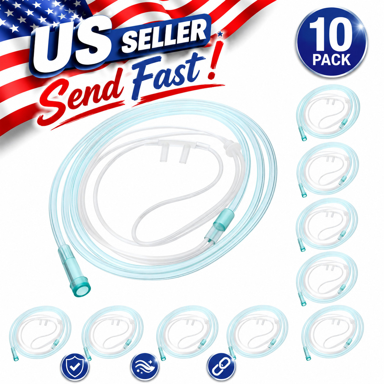 10 Pack 6.5Ft Adult Oxygen Nasal Cannula, Soft Oxygen Tubing for Adult, Cannula