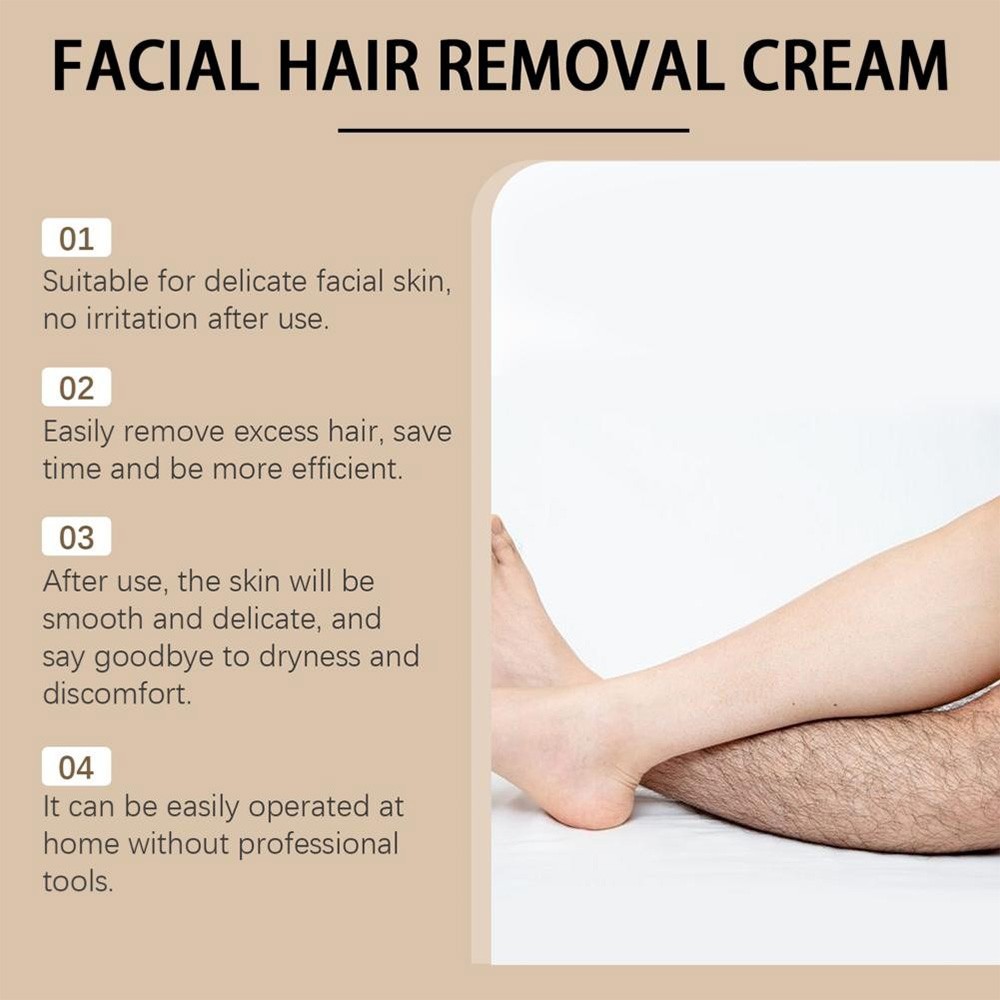 Facial Hair Removal Cream Coconut Oil Based Gentle Body Hair Remover 3.53OZ/100g