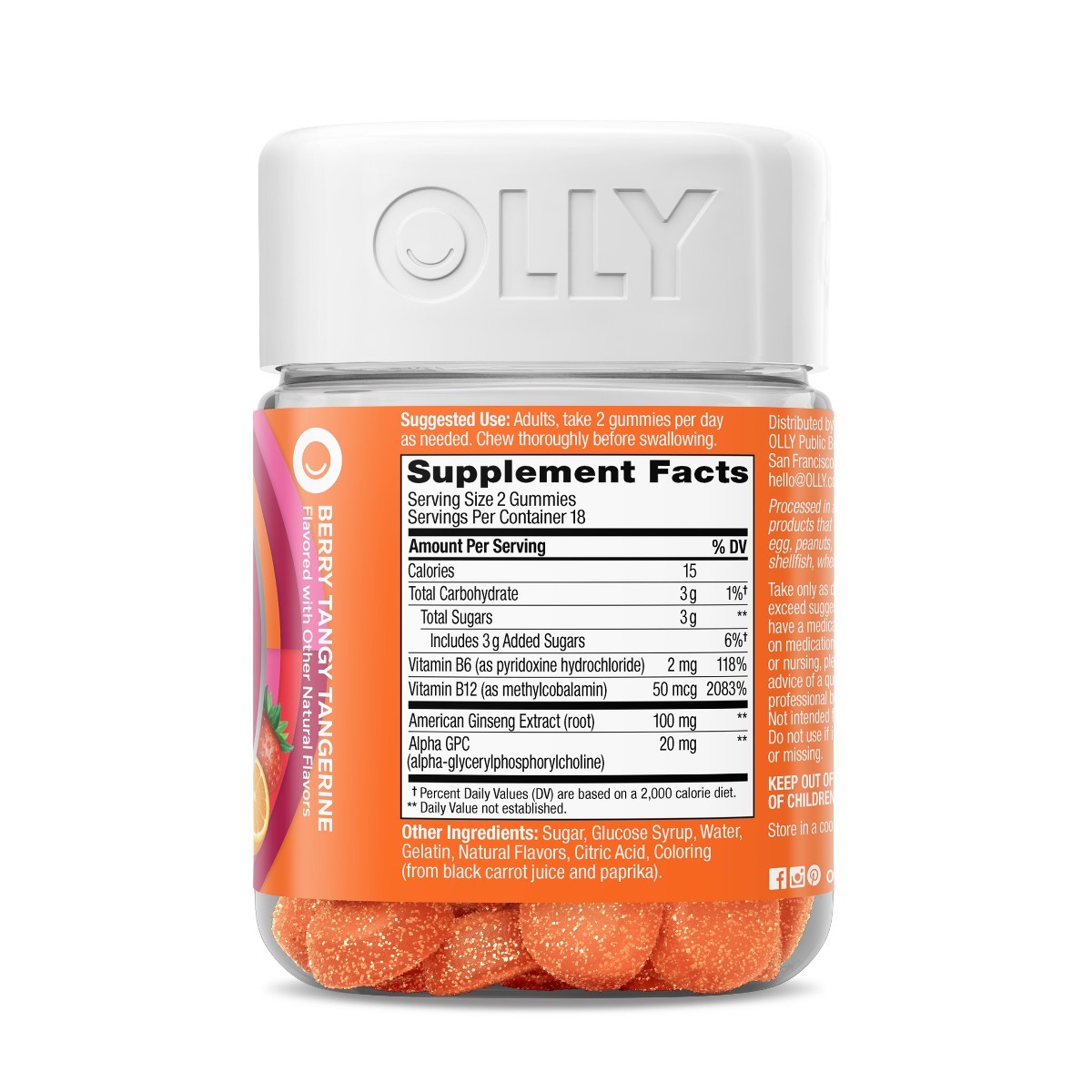 OLLY Laser Focus Gummies – Berry Tangy Tangerine – 36ct: Gluten-Free,