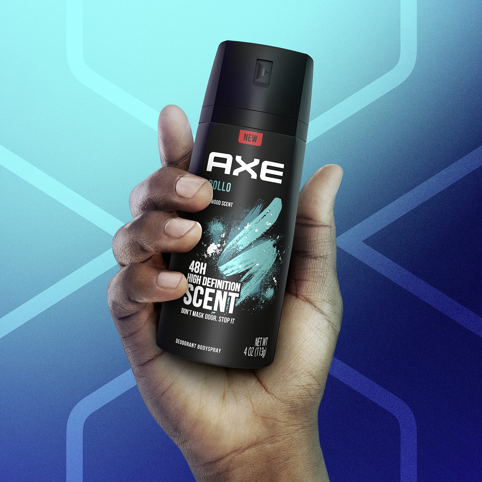 AXE Apollo Body Spray Deodorant for Long-Lasting 4 Ounce (Pack of 4), Black