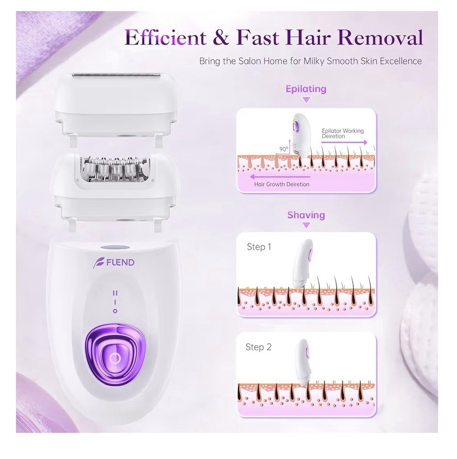 2-in-1 Epilator Hair Remover LED USB Rechargeable Shaver Women Full Body