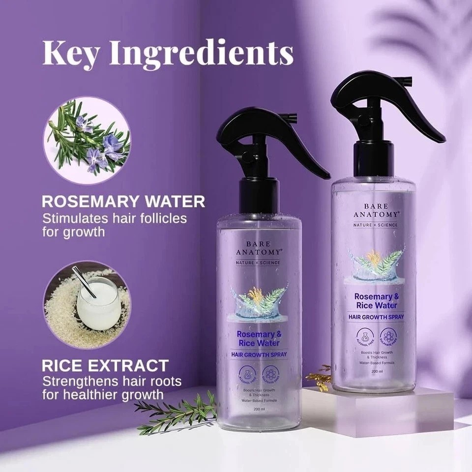 2 X Bare Anatomy Nature x Science Rosemary Water Spray for Hair Growth 200ml