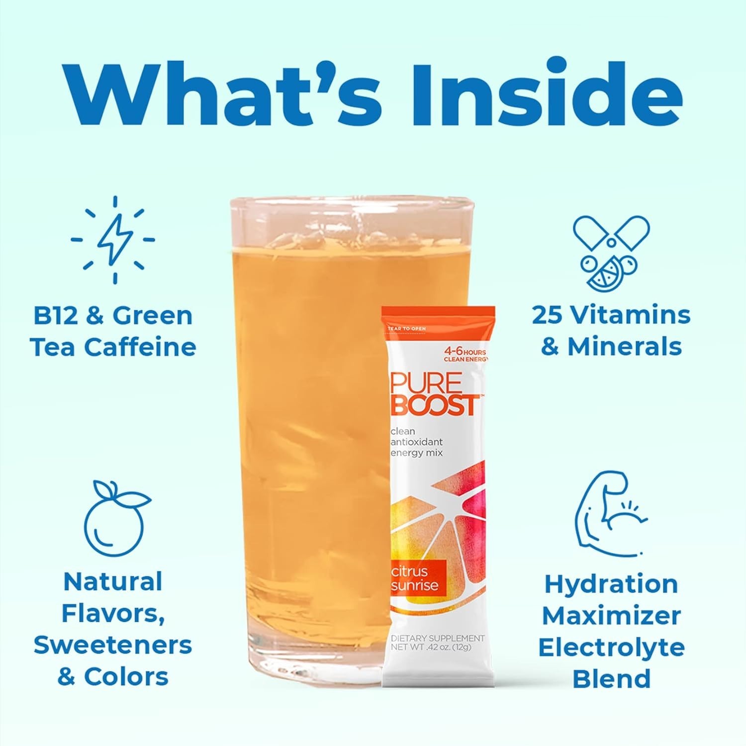 Pureboost Clean Energy Booster, Refreshing Energy Drink – Combo Pack – 30 Count