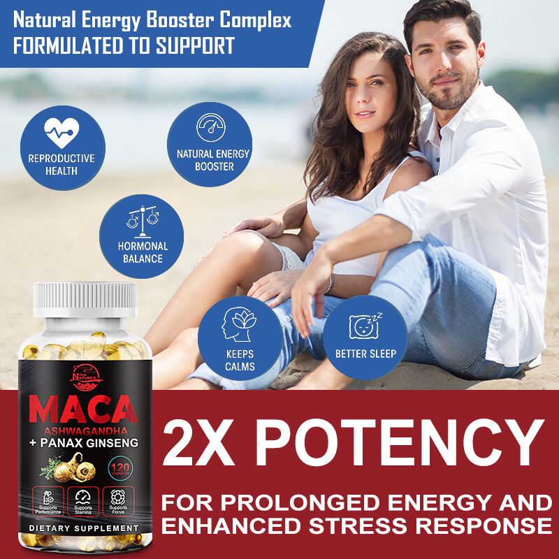 Organic Maca Root + Panax Ginseng 12000mg, Peruvian Maca Extract for Men & Women
