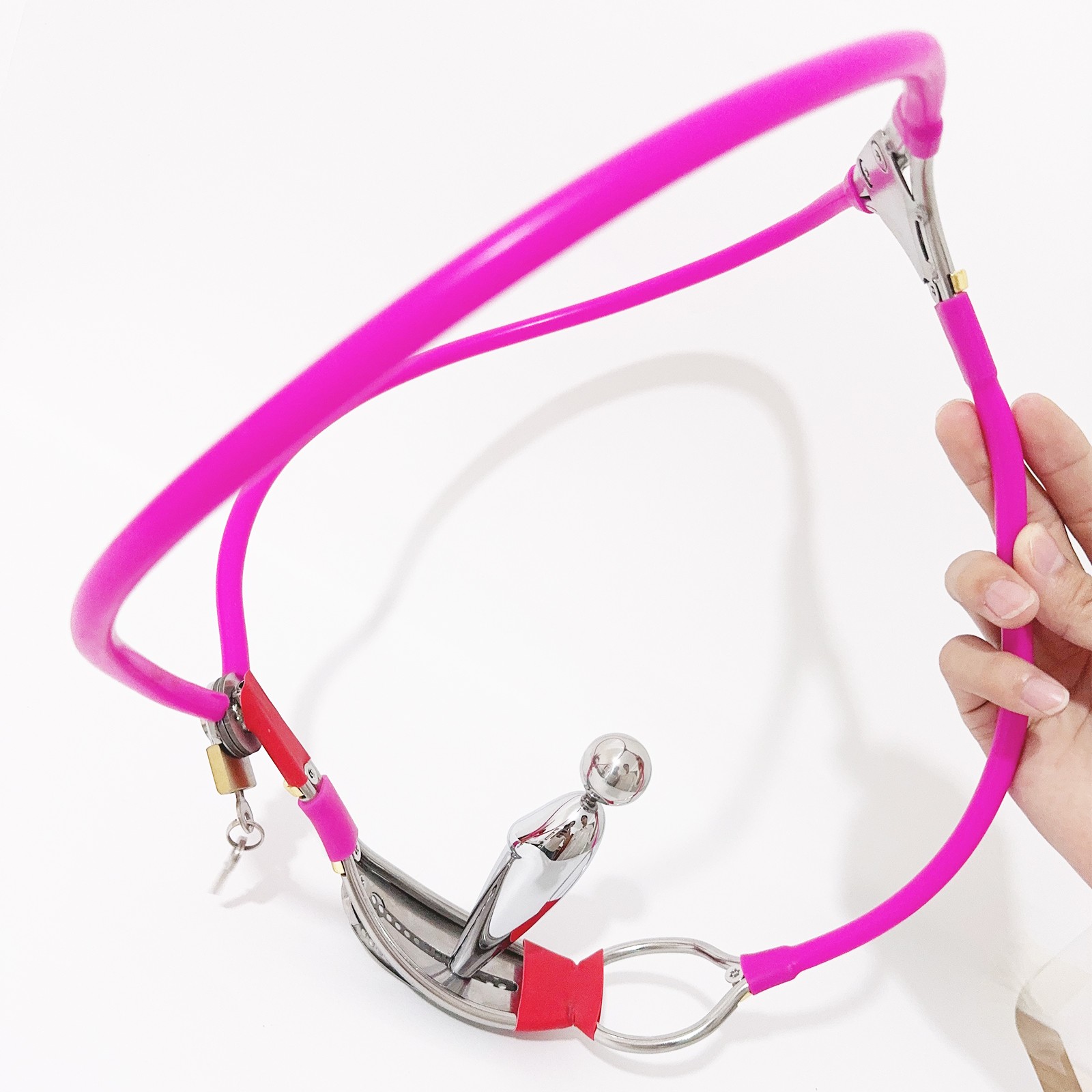 Stainless Steel Chastity Belt Invisible Lockable With Vaginal Plug For Female