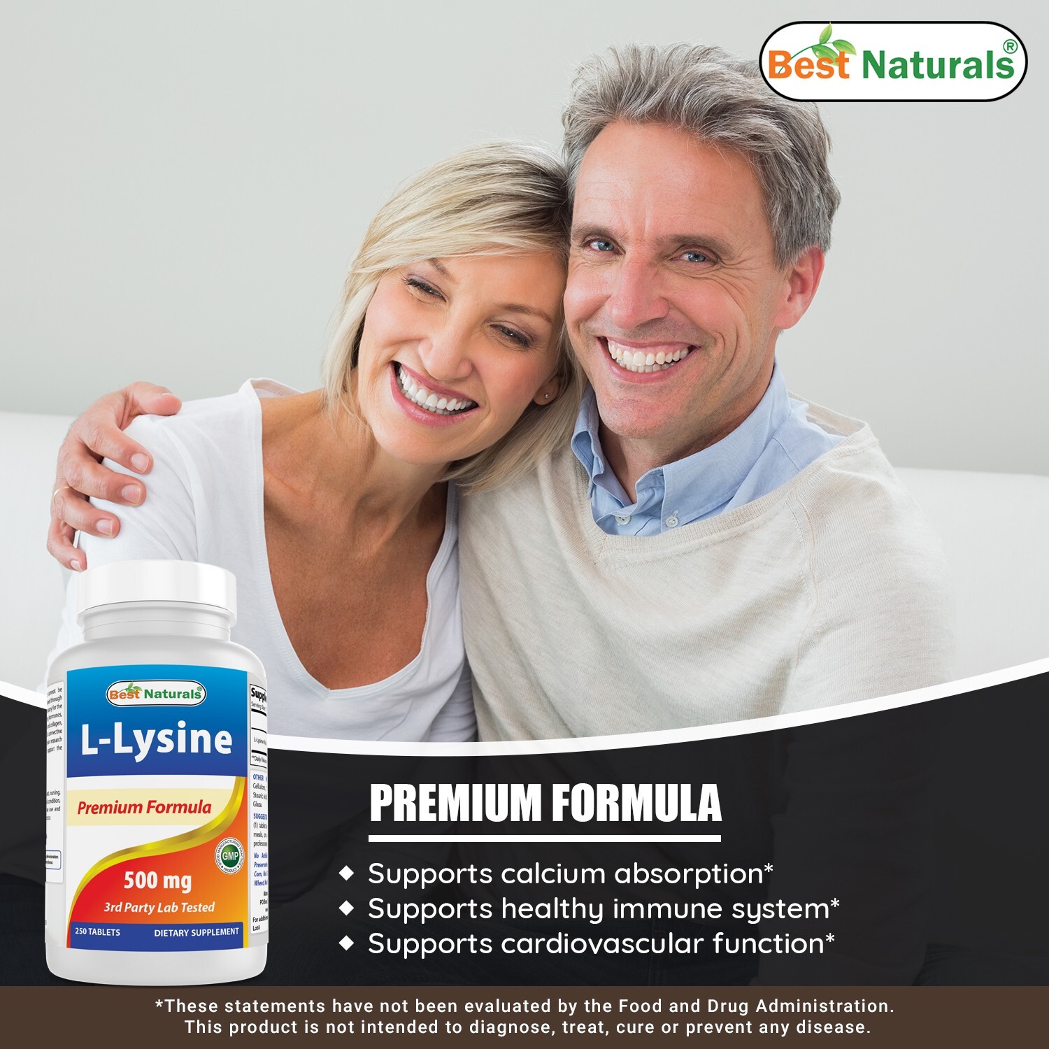 Best Naturals L-Lysine 500 mg 250 Tablets
