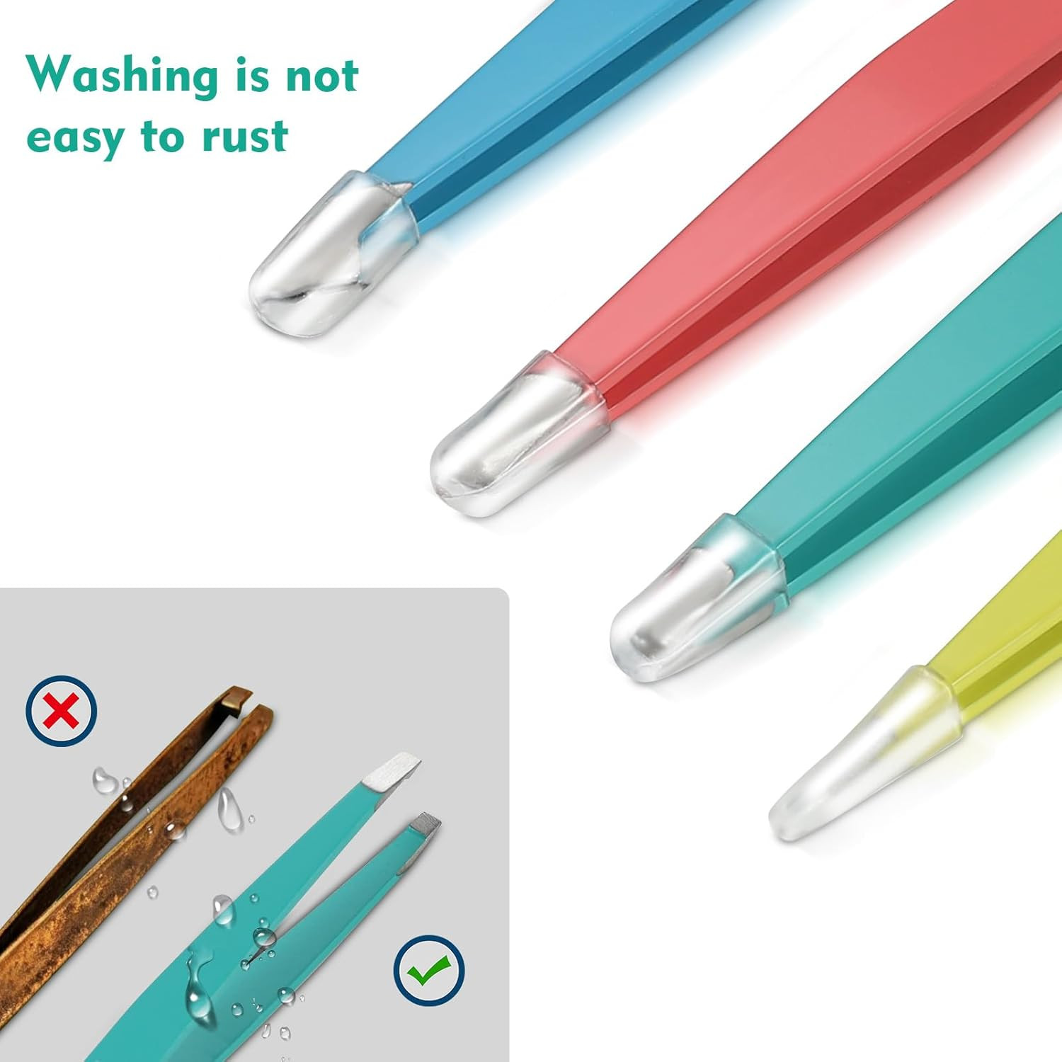 Tweezers Set, 4Pcs Eyebrow Tweezers for Ingrown Hair and Facial Hair Removal