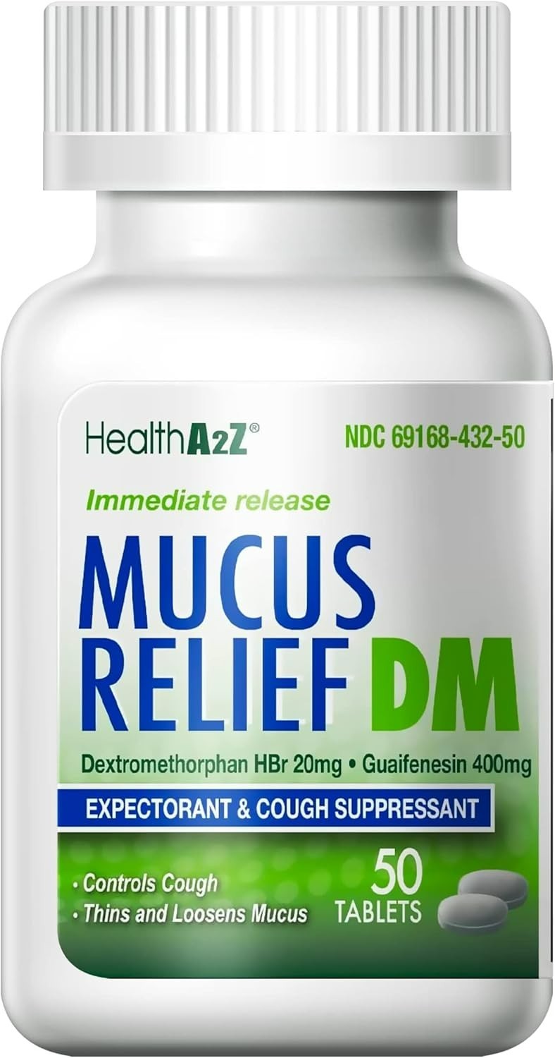 Mucus Relief DM 50 Count | Dextromethorphan 20mg & Guaifenesin 400mg Tablets