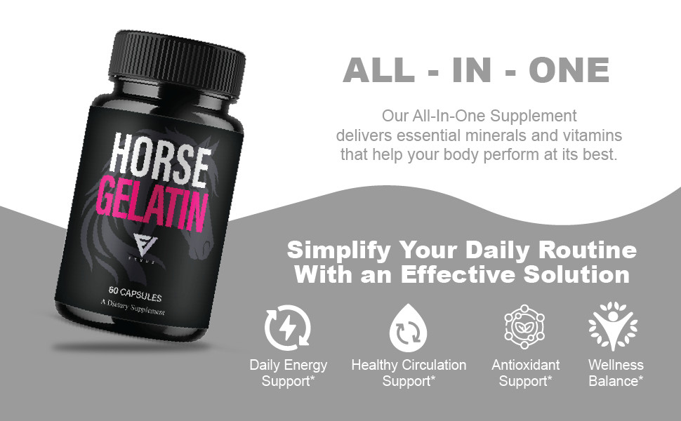 Horse Gelatin Performance Capsules, Horse Gelatin Pills (60 Capsules)