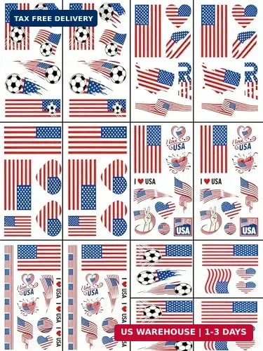 80PCS 2026 World Cup Stickers Temporary Tattoos, 14Pack United States Soccer Tea
