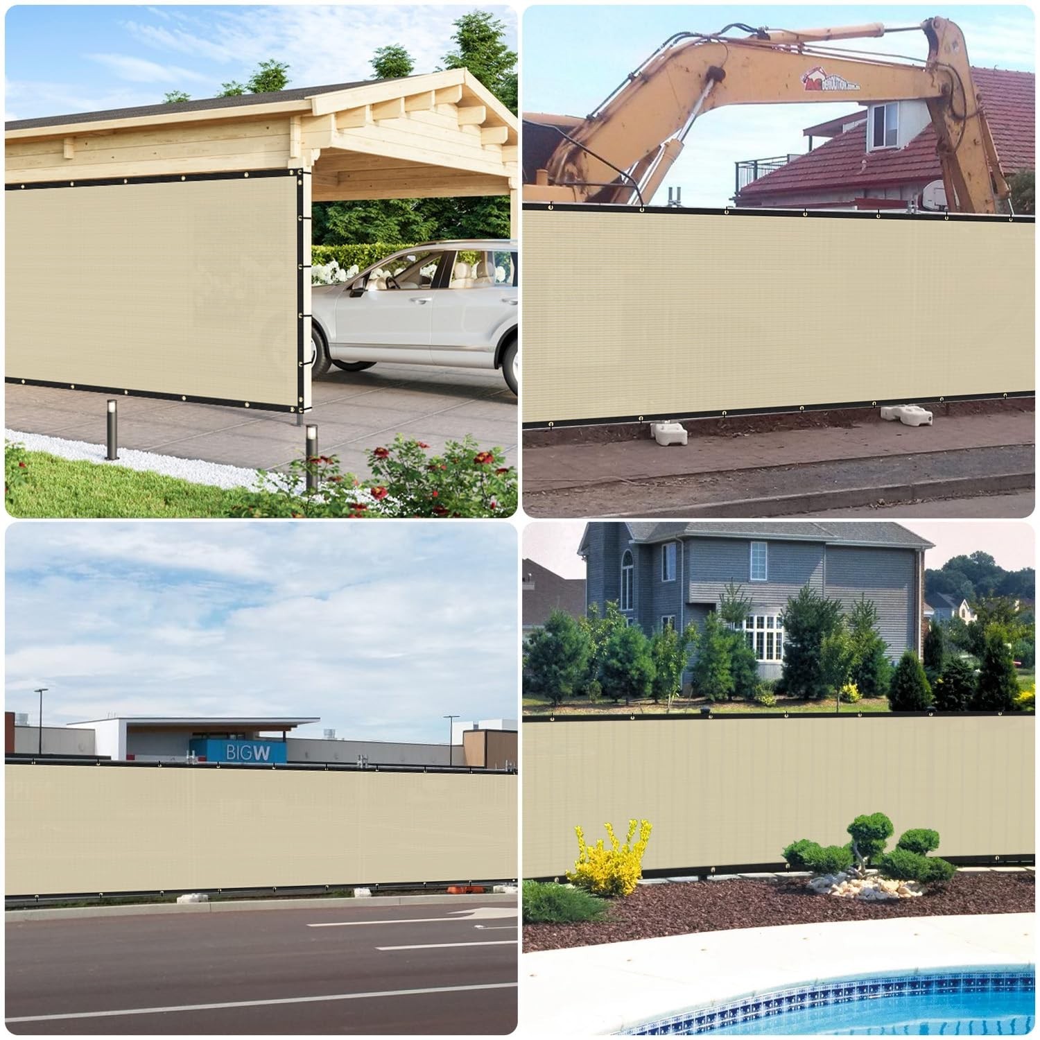 E&K Sunrise 5′ x 50′ Privacy Fence Screen with Grommets, Outdoor Windscreen F…