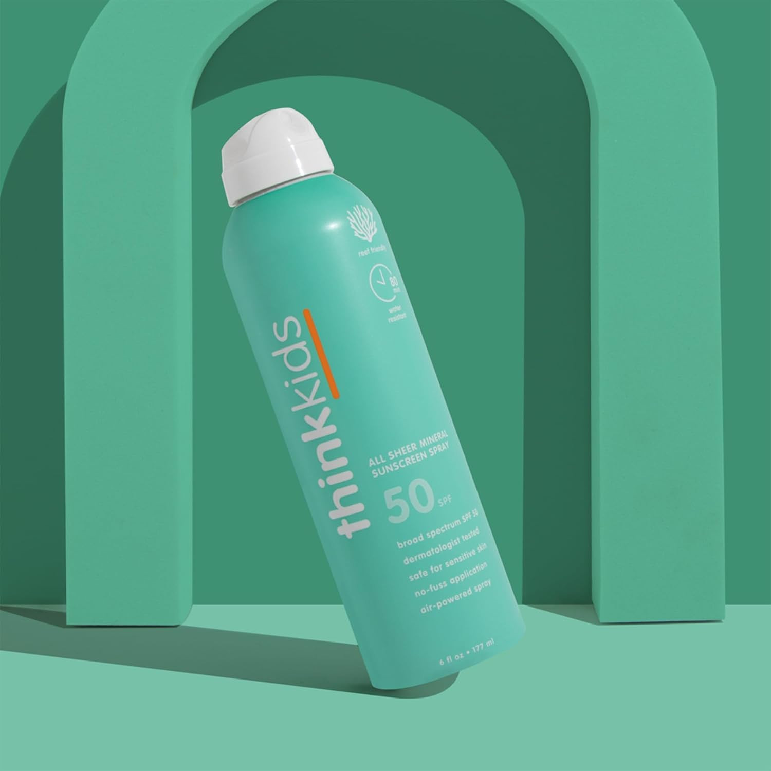 Thinksport Kids Sunscreen Spray, SPF 50 All Sheer Mineral Sunscreen, 6 Fl Oz, Wa